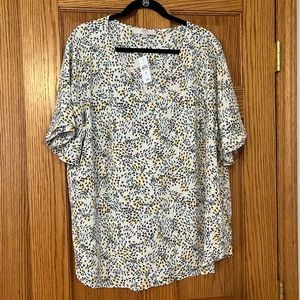Loft Flutter Blouse with Flowery Pattern